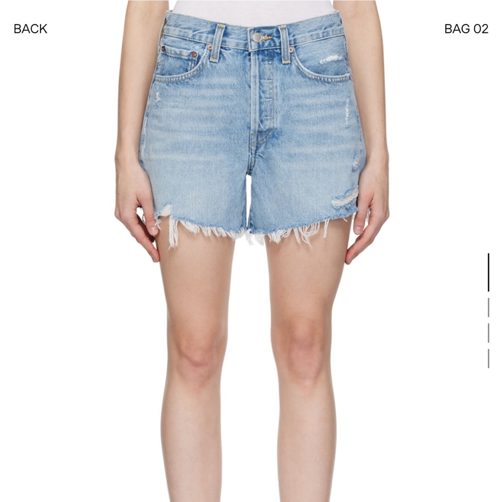 Agolde Blue Parker Long Denim Shorts